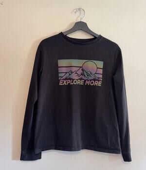 Bixby Shirt Womens XL Black Explore More Graphic Long Sleeve Outdoor Tee Hiking